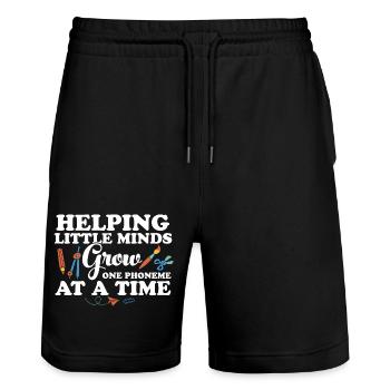 Helping Little Minds Grow One Phoneme At A Time - Stanley/Stella Unisex Bio Joggingshorts Trainer  - Schwarz - Vorne - Nik (191cm) & Marisol (170cm)