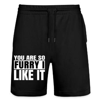 happy cat flag tshirts cat butt tshirts cat - Stanley/Stella Unisex Bio Joggingshorts Trainer  - Schwarz - Vorne - Nik (191cm) & Marisol (170cm)