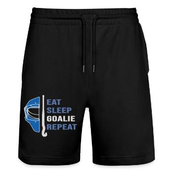 Feldhockey Hockeyspieler "hockey-goalie" hockeytor - Stanley/Stella Unisex Bio Joggingshorts Trainer  - Schwarz - Vorne - Nik (191cm) & Marisol (170cm)