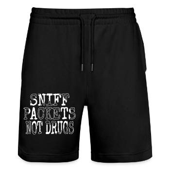 hacking coding computer humour geek present idea - Stanley/Stella Unisex Bio Joggingshorts Trainer  - Schwarz - Vorne - Nik (191cm) & Marisol (170cm)