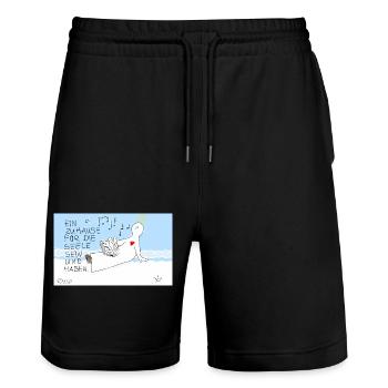 Ein Zuhause für die Seele sein und haben. - Stanley/Stella Unisex Bio Joggingshorts Trainer  - Schwarz - Vorne - Nik (191cm) & Marisol (170cm)