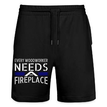 lumberman mason funny woodworking daddesign - Stanley/Stella Trainer Unisex Organic Jogging Shorts - black - Front - Nik (191cm) & Marisol (170cm)