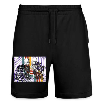 6 Original - Stanley/Stella Unisex Bio Joggingshorts Trainer  - Schwarz - Vorne - Nik (191cm) & Marisol (170cm)