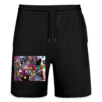 2 10 Original - Stanley/Stella Unisex Bio Joggingshorts Trainer  - Schwarz - Vorne - Nik (191cm) & Marisol (170cm)