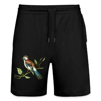 Bunter Vogel - Stanley/Stella Unisex Bio Joggingshorts Trainer  - Schwarz - Vorne - Nik (191cm) & Marisol (170cm)