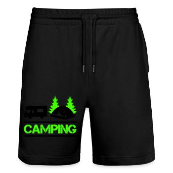 camping 01 - Stanley/Stella Unisex Bio Joggingshorts Trainer  - Schwarz - Vorne - Nik (191cm) & Marisol (170cm)