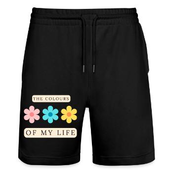 The Colours of My Life Inspirational - Stanley/Stella Trainer Unisex Organic Jogging Shorts - black - Front - Nik (191cm) & Marisol (170cm)