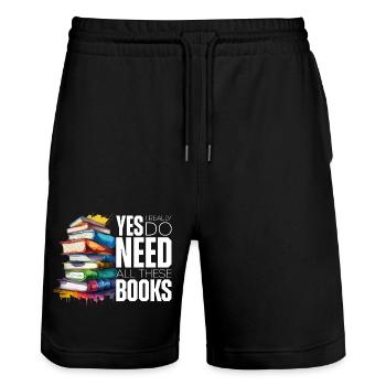 Yes i really do need all these books - Short de jogging bio TRAINER Stanley/Stella unisexe - noir - Devant - Nik (191cm) & Marisol (170cm)
