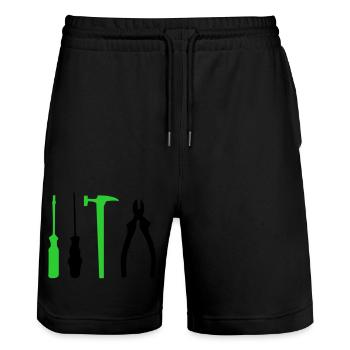 tool - Stanley/Stella Trainer Unisex Organic Jogging Shorts - black - Front - Nik (191cm) & Marisol (170cm)