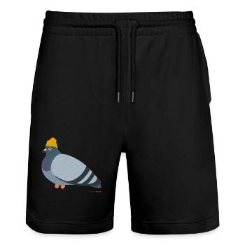 Coole Taube trägt eine Mütze, ähh Beanie natürlich - Stanley/Stella Unisex Bio Joggingshorts Trainer  - Schwarz - Vorne - Nik (191cm) & Marisol (170cm)