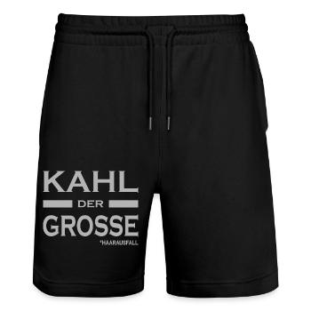 Kahl der Grosse - Haare-Glatze-lustige Sprüche V1 - Stanley/Stella Unisex Bio Joggingshorts Trainer  - Schwarz - Vorne - Nik (191cm) & Marisol (170cm)