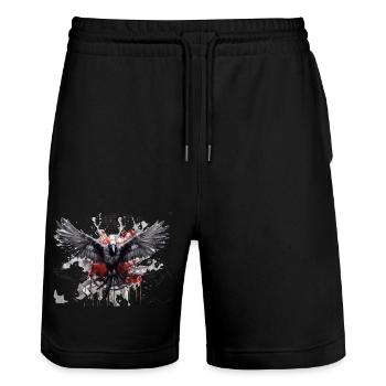 Raven - Stanley/Stella Trainer Unisex Organic Jogging Shorts - black - Front - Nik (191cm) & Marisol (170cm)