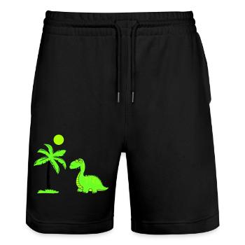 dinosaurier palme 02 - Stanley/Stella Unisex Bio Joggingshorts Trainer  - Schwarz - Vorne - Nik (191cm) & Marisol (170cm)