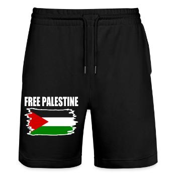 Free palestine - Stanley/Stella Unisex Bio Joggingshorts Trainer  - Schwarz - Vorne - Nik (191cm) & Marisol (170cm)