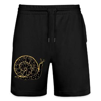 Snail - Stanley/Stella Trainer Unisex Organic Jogging Shorts - black - Front - Nik (191cm) & Marisol (170cm)