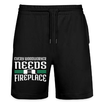 forestry love carpenter awesome birthday gift - Stanley/Stella Trainer Unisex Organic Jogging Shorts - black - Front - Nik (191cm) & Marisol (170cm)