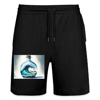 Monsterwelle in der Flasche - Stanley/Stella Unisex Bio Joggingshorts Trainer  - Schwarz - Vorne - Nik (191cm) & Marisol (170cm)