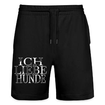 bluthund hundeliebhaber lustiger spruch pfote - Stanley/Stella Unisex Bio Joggingshorts Trainer  - Schwarz - Vorne - Nik (191cm) & Marisol (170cm)