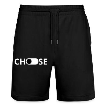 Auswählen - Geschenkidee - Stanley/Stella Unisex Bio Joggingshorts Trainer  - Schwarz - Vorne - Nik (191cm) & Marisol (170cm)