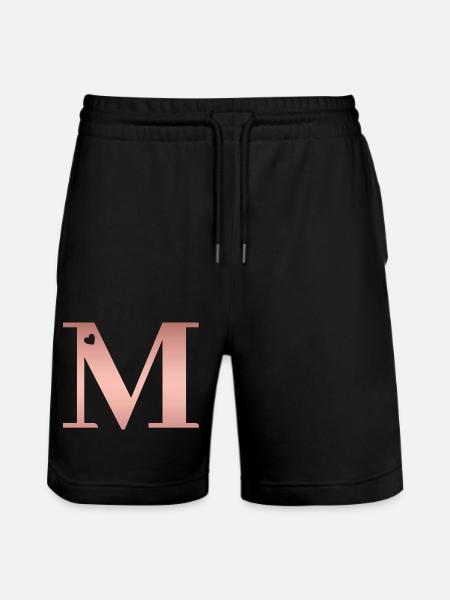 letter M rose gold - Stanley/Stella Trainer Unisex Organic Jogging Shorts - black