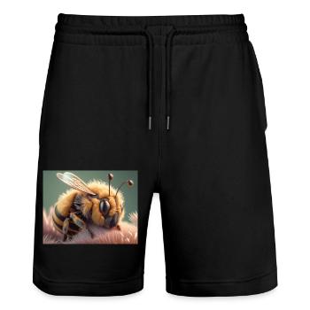 Animaux mignons en hibernation – abeille - Short de jogging bio TRAINER Stanley/Stella unisexe - noir - Devant - Nik (191cm) & Marisol (170cm)