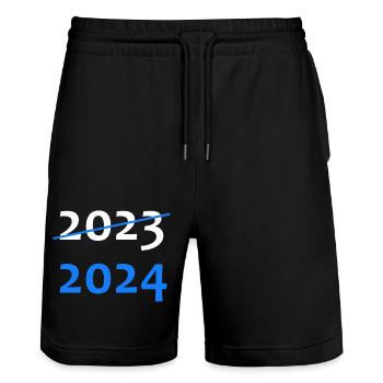 Bonne Année 2023 2024 - Short de jogging bio TRAINER Stanley/Stella unisexe - noir - Devant - Nik (191cm) & Marisol (170cm)