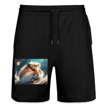 Niedliche Tiere im Winterschlaf – Hamster - Stanley/Stella Unisex Bio Joggingshorts Trainer  - Schwarz - Vorne - Nik (191cm) & Marisol (170cm)
