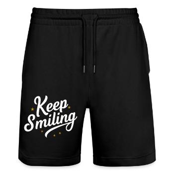 Keep smiling - Short de jogging bio TRAINER Stanley/Stella unisexe - noir - Devant - Nik (191cm) & Marisol (170cm)