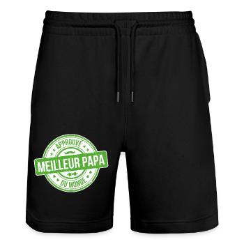 Approuvé meilleur papa du monde - Short de jogging bio TRAINER Stanley/Stella unisexe - noir - Devant - Nik (191cm) & Marisol (170cm)