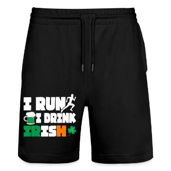 I Run. I Drink. Irish. - Stanley/Stella Unisex Bio Joggingshorts Trainer  - Schwarz - Vorne - Nik (191cm) & Marisol (170cm)
