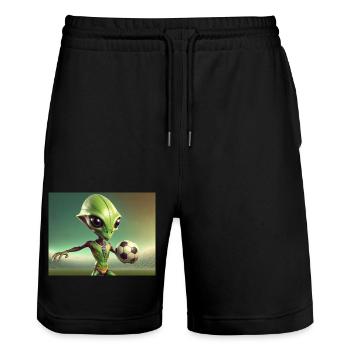 niedliche kleine grüne retro vintage alien jeden tag - Stanley/Stella Unisex Bio Joggingshorts Trainer  - Schwarz - Vorne - Nik (191cm) & Marisol (170cm)