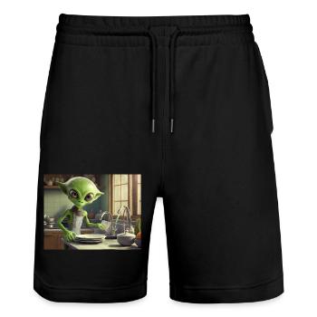 mignon petit vert rétro vintage alien tous les jours - Short de jogging bio TRAINER Stanley/Stella unisexe - noir - Devant - Nik (191cm) & Marisol (170cm)