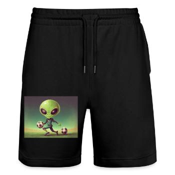 niedliche kleine grüne retro vintage alien jeden tag - Stanley/Stella Unisex Bio Joggingshorts Trainer  - Schwarz - Vorne - Nik (191cm) & Marisol (170cm)