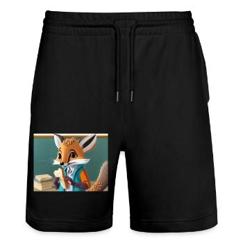 mignon petit renard démoniaque vie quotidienne – déjeuner - Short de jogging bio TRAINER Stanley/Stella unisexe - noir - Devant - Nik (191cm) & Marisol (170cm)