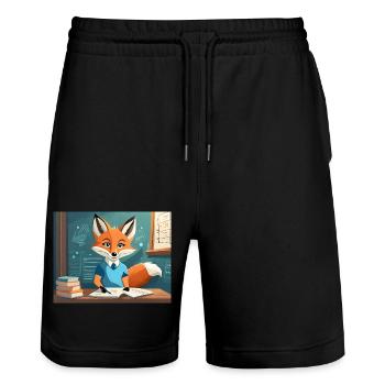 süßer kleiner Fuchs, der die Hand hebt - Stanley/Stella Unisex Bio Joggingshorts Trainer  - Schwarz - Vorne - Nik (191cm) & Marisol (170cm)