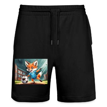 mignon petit renard démon vie quotidienne - football - Short de jogging bio TRAINER Stanley/Stella unisexe - noir - Devant - Nik (191cm) & Marisol (170cm)