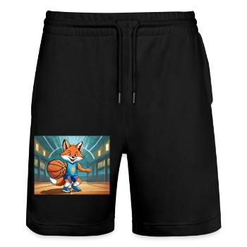 mignon petit renard démon vie quotidienne - basket-ball - Short de jogging bio TRAINER Stanley/Stella unisexe - noir - Devant - Nik (191cm) & Marisol (170cm)