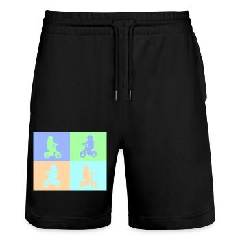 Junior Biker Pop Art pastel - Stanley/Stella Trainer Unisex Organic Jogging Shorts - black - Front - Nik (191cm) & Marisol (170cm)