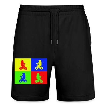 Junior Biker Pop Art Color - Stanley/Stella Trainer Unisex Organic Jogging Shorts - black - Front - Nik (191cm) & Marisol (170cm)