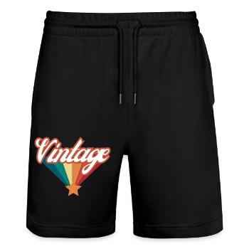 Vintage - Retro Geschenkidee - Stanley/Stella Unisex Bio Joggingshorts Trainer  - Schwarz - Vorne - Nik (191cm) & Marisol (170cm)