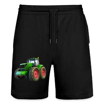 Nouveau gros tracteur avec des jantes rouges - Short de jogging bio TRAINER Stanley/Stella unisexe - noir - Devant - Nik (191cm) & Marisol (170cm)