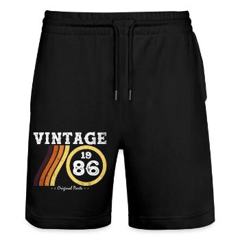 Klassische limitierte Auflage Vintage 1986 Retro 38 - Stanley/Stella Unisex Bio Joggingshorts Trainer  - Schwarz - Vorne - Nik (191cm) & Marisol (170cm)