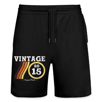 Jahrgang 2015 - Classic Limited Edition Retro 9 - Stanley/Stella Unisex Bio Joggingshorts Trainer  - Schwarz - Vorne - Nik (191cm) & Marisol (170cm)
