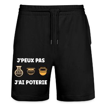 Humour pots de Poterie - Short de jogging bio TRAINER Stanley/Stella unisexe - noir - Devant - Nik (191cm) & Marisol (170cm)