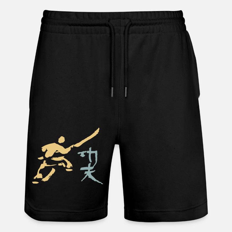 Kungfu - Shaolin Mönch mit Hellbarde - Stanley/Stella Unisex Bio Joggingshorts Trainer  - Schwarz