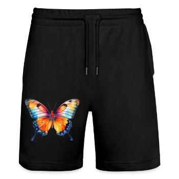 Schmetterling im Frühling - Stanley/Stella Unisex Bio Joggingshorts Trainer  - Schwarz - Vorne - Nik (191cm) & Marisol (170cm)