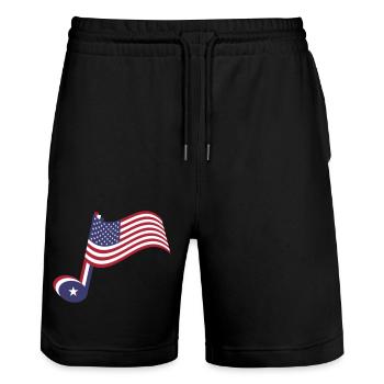 Country-Musik-Note und Spangled-Banner - Stanley/Stella Unisex Bio Joggingshorts Trainer  - Schwarz - Vorne - Nik (191cm) & Marisol (170cm)