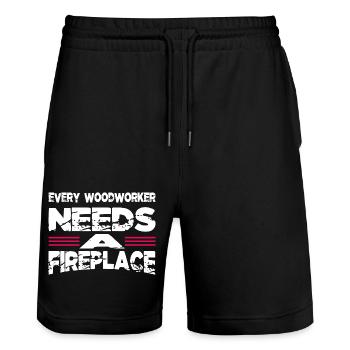 Construction Carpenter Americas Jokes - Stanley/Stella Trainer Unisex Organic Jogging Shorts - black - Front - Nik (191cm) & Marisol (170cm)