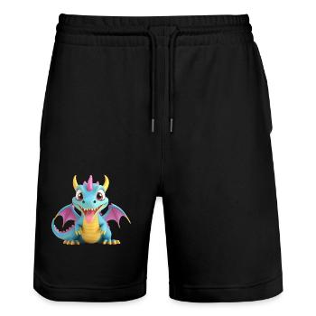 Dragon Monster - Stanley/Stella Trainer Unisex Organic Jogging Shorts - black - Front - Nik (191cm) & Marisol (170cm)