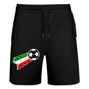 The fans from Italy - Stanley/Stella Trainer Unisex Organic Jogging Shorts - black - Front - Nik (191cm) & Marisol (170cm)